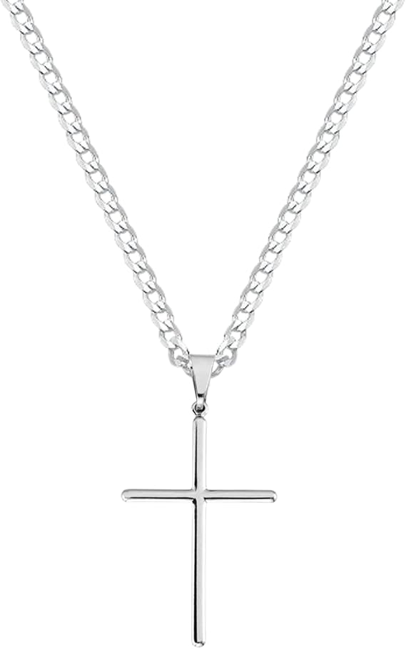 Classic Silver-Toned Cross Pendant Necklace