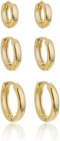 Polished Gold-Toned Huggie Hoop Earring Trio Set