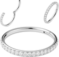 Elegant Embellished Silver-Toned Clicker Hoop Rings